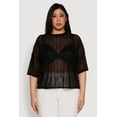 thumbnail image 2 of Womens Plus Size Chic Sheer Mesh Blouse with Crew Neck and Short Sleeves, 2 of 5