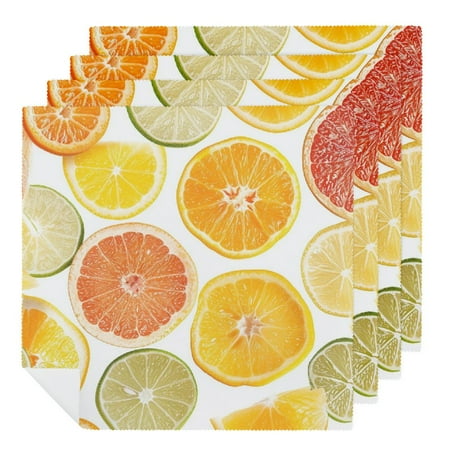 

QCPP Fruit Cartoon Floral Pattern Polyester Cloth Napkins Washable Napkins for Gift Party Dinner Decoration Kitchen 10 Pack 6 PCS