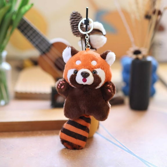 Baby Raccoon Plush Pendant, Cute Red Panda Keychain Doll, Soft Plush Toy for Bags, Car, Home Decoration & Gifts