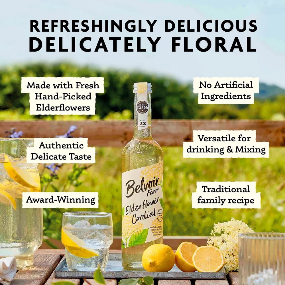 (2 Pack) - Belvoir - Organic Elderflower Cordial | 500ml | 2 PACK BUNDLE