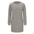 thumbnail image 4 of Fewfanhot Dresses for Women Long Sleeve Dresses Casual Fall Sweater Dress Work Winter Fashion Crew Neck Lace Mini Dressy Clothes, 4 of 9