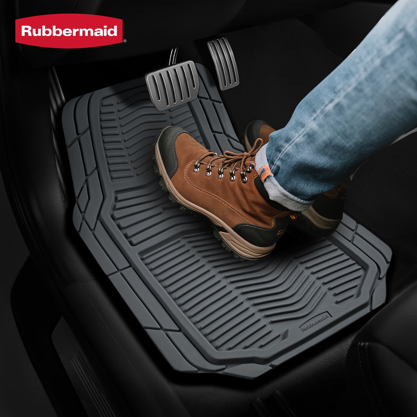 Rubbermaid Car Floor Mats,Heavy Rubber Car  Mats Set, Non-Slip,  Easy to Clean, Universal Fit for Cars, Trucks & SUVs,  Gray