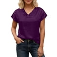 thumbnail image 2 of Satin T Shirts for Women 2026 Summer Short Sleeve V Neck Business Dressy Casual Office Work Tshirt Blouse, 2 of 7