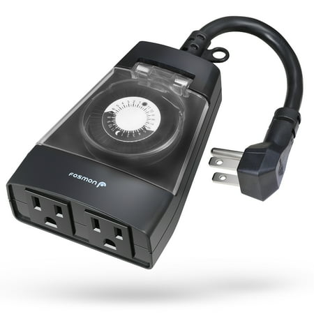 Fosmon Dual Outdoor Timer Outlet 15a 24 Hour Mechanical Light Fosmon Dual Outdoor Timer Outlet 15a 24 Hour Mechanical Light 3 G Etl Listed Water Resistance Black