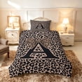 thumbnail image 2 of meiyoeat Leopard Print Bow Letter A Twin Bedding, Women Teens, Brown Animal Print Duvet Cover Set, Black Reversible2 Pieces, 1 Duvet Cover and 1 Pillowcase, 2 of 5