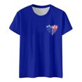 thumbnail image 1 of Hauts d'Été pour Femmes Jour de l'Indépendance Drapeau Col Rond Imprimé Lettre Manches Courtes Chemises pour Femmes Bleu TG, 1 of 4