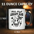 thumbnail image 2 of Mile High Anxiety Club Mug - Smiley Face Butterfly Stars Lightning Bolt - Funny Sarcastic Black and White Coffee Mug - 11 Ounce Black Rim Handle Novelty Coffee Cup - WMUG0688-Black Rim, 2 of 5