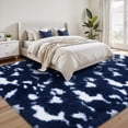 thumbnail image 2 of Lalado 8ft x 10ft Shag Area Rug, Soft Fluffy Indoor Tie-Dye Area Rugs for Living Room Bedroom Decor Carpet, Blue & White, 2 of 8