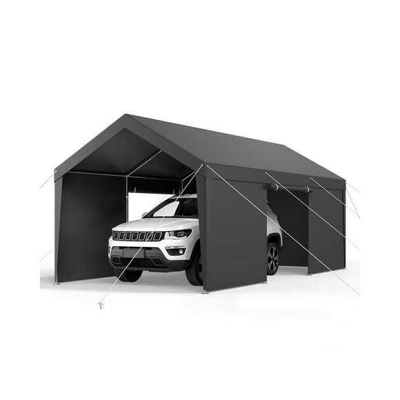 VEVOR Carport Car Canopy 12x20FT Heavy Duty Outdoor Car Shelter with Sidewalls Grey