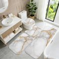 thumbnail image 5 of White and Gold Marble Pattern Bathroom Rug Set 4 Piece,Includes Contour,Lid Cover,Bath Mat,Non-Slip Extra Soft Absorbent Washable, 5 of 5