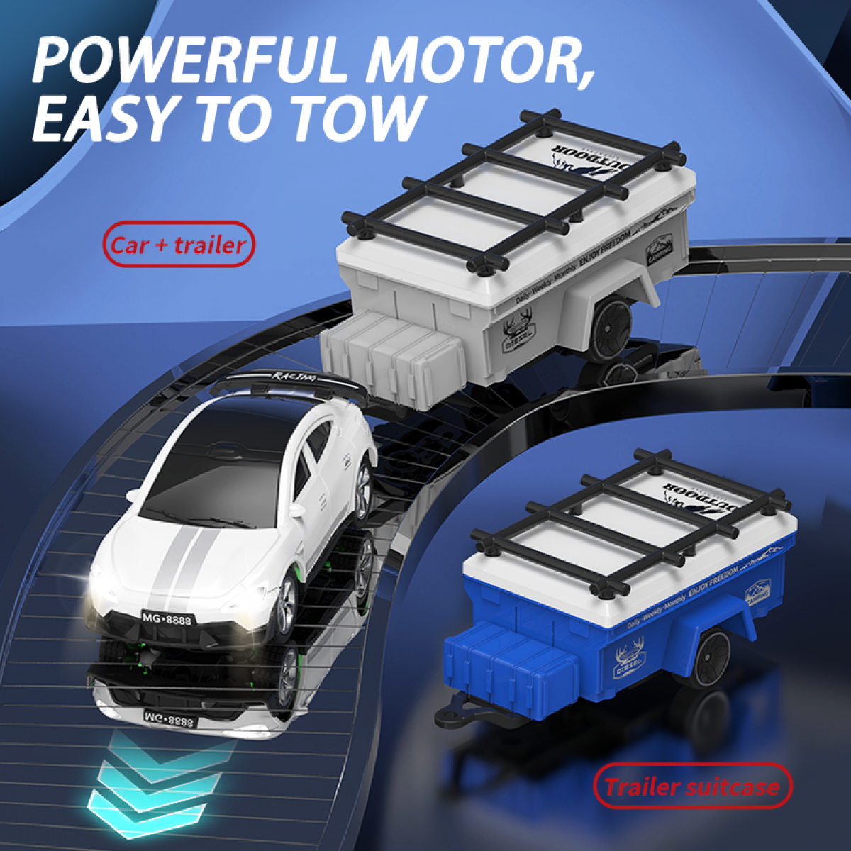 Mini RC Cars with Trailer 1/64 APP Remote Control Car with Lights Rechargeable Race Vehicle for Boys Girls Christmas Birthday Gifts(Black)