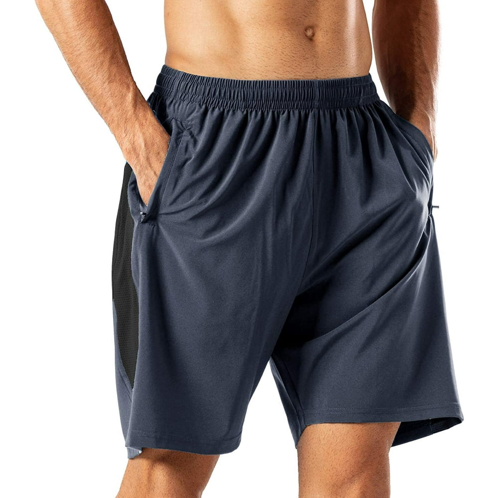 Men's Workout Running Shorts with Zipper Pockets Quick Dry Lightweight ...
