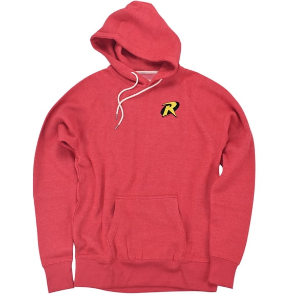 Batman Robin Logo Unisex Adult Slim Fit Pull-Over Heather Hoodie, Red, Small