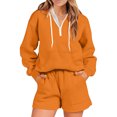 thumbnail image 1 of Hot Selling Sportswear For Women Hooded Shorts Set Home Two-Piece Set Orange L, 1 of 5