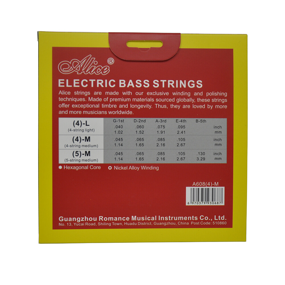 A608(4)-M 45-105 Medium 4-String Nickel Plated Alloy ELECTRIC BASS STRINGS