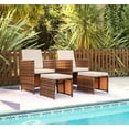 thumbnail image 2 of Devoko 4 Pieces Patio Furniture Dining Set Patio Wicker Rattan Chair Sets Outdoor Furniture with Ottoman, Beige, 2 of 3
