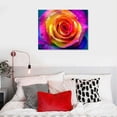 thumbnail image 5 of Acheng Rainbow Rose Print on Canvas Wall Art Colorful Rose Painting Flower Picture Walls Decoration Floral Paintings Living Room Home Decor Framed Artwork 16x12in, 5 of 6