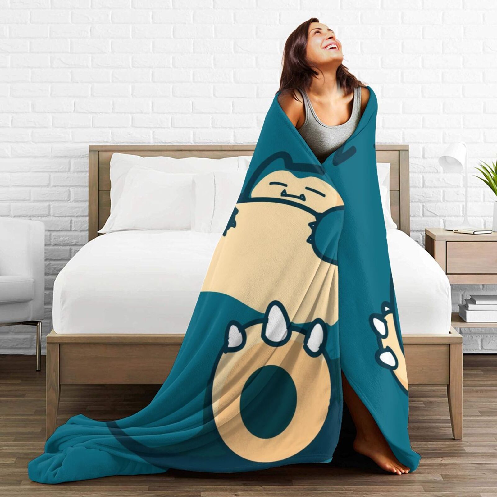 Snorlax Cartoon Throw Blanket, Super Soft Cozy Flannel Fleece