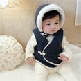 thumbnail image 3 of Gibobby Camisa Elegante Para Niños Ropa de chaleco grueso y cálido para bebé recién nacido, niñas, niños, primavera invierno(Azul marino, 6-12 Meses), 3 of 5