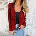 thumbnail image 5 of QQZ Regular Fit Open Front Sequin Cardigan For Women, Long Sleeve Lightweight Cardigan Sweaters For Women, Fall Outfits For Travel Business Casual Party Daily Wear, 5 of 9