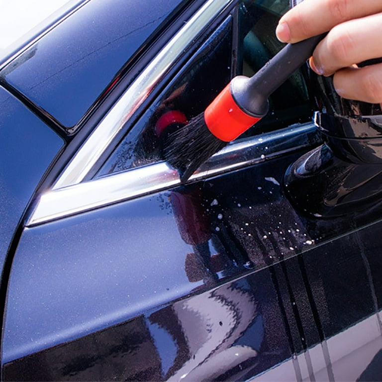 Manfiter 5pc Car Detailing Brush | Natural Boar Hair Detail Brush |  Automotive Detail Brushes Kit for Cleaning Car Interior Exterior