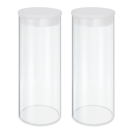 Uxcell Transparent Plastic Storage Tubes, 2 1/2" x 6" with Black Lid, 2 Set