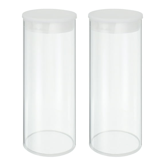 Uxcell Transparent Plastic Storage Tubes, 2 1/2" x 6" with Black Lid, 2 Set