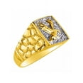 thumbnail image 3 of RYLOS Men's Yellow Gold Plated Silver Ring with Diamonds, Featuring Designer Patriotic Eagle Design - Handsome Men's Silver Rings Size 11, 3 of 6