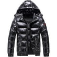 thumbnail image 4 of LEEYNEER Mens Winter Down Coats Warm Thicken Drawstring Cotton Hooded Jacket Casual Shiny Reflective Zipper Warm Mens Puffer Jacket, 4 of 5