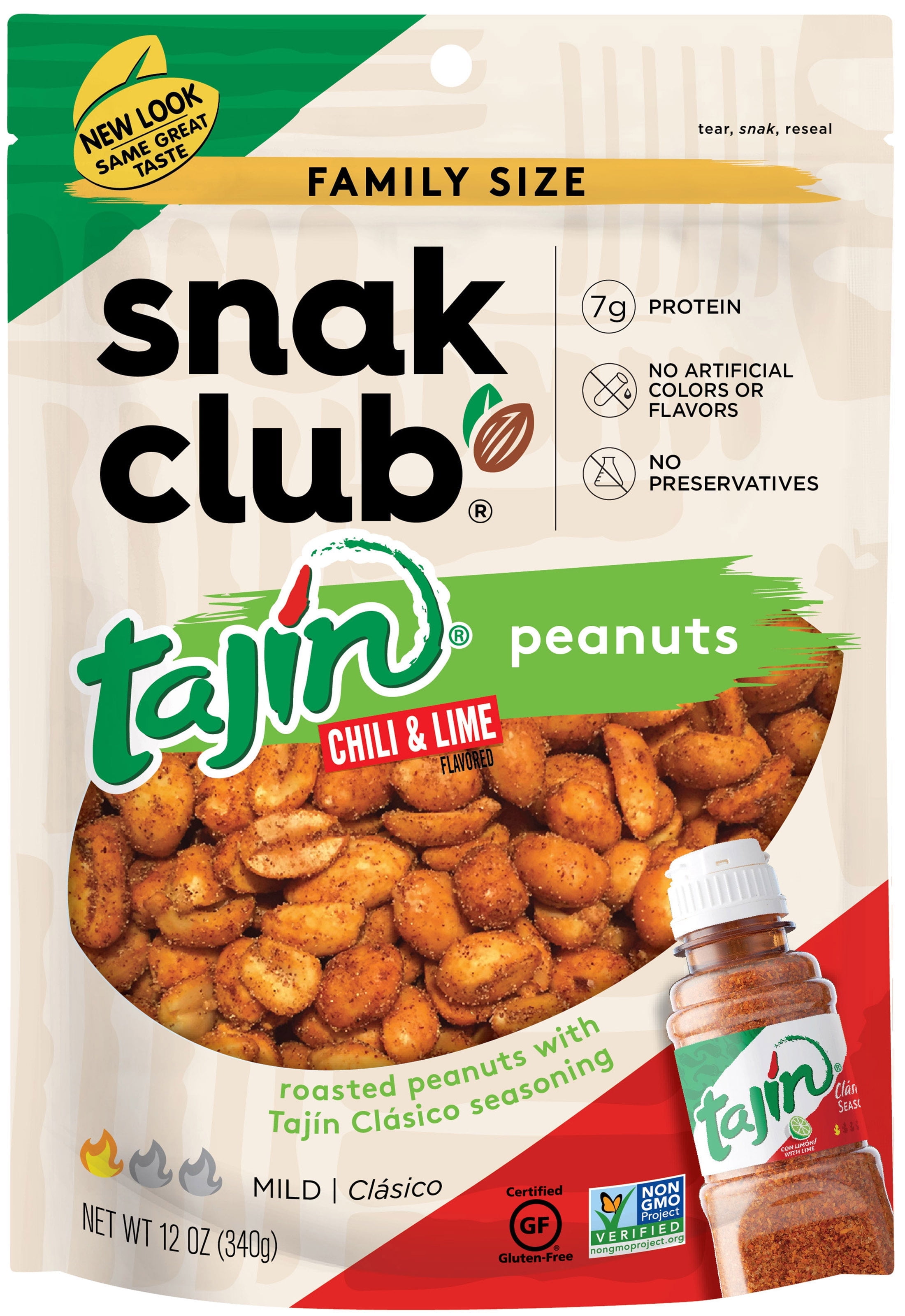 Snak Club Tajin Crunchy Peanuts, Chili Lime Seasoned, 5g Protein