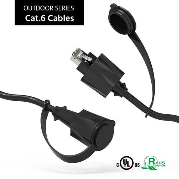 ACCL 150Ft Cat.6 FTP Industrial Outdoor Patch Cable w/Dust Cap Black, 1 Pack