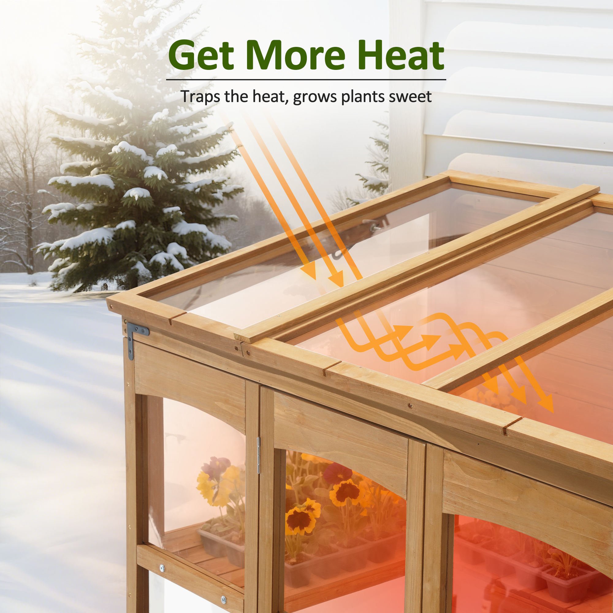 MCombo Wood Walk-In Outdoor Greenhouse, 57.9" x 28.5" x 73.4"