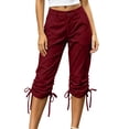 thumbnail image 6 of Women's Laceup Hem Cargo Capris Straight Leg Lightweight Summer Loose Streetwear Hiking Pants with Pockets, 6 of 9