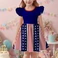 thumbnail image 4 of ZACPNCV Girls 4th of July Dress Toddler Girl USA Flag Dresses Flutter Sleeve Patriotic Clothes Independence Day Outfits Blue 5-6 Years, 4 of 6