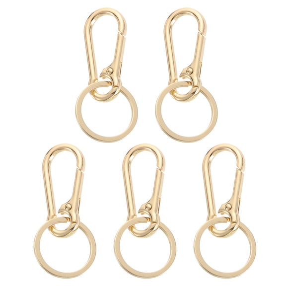 Uxcell Metal Keychain Keyring, 5 Pack Key Chain Ring Clip Sturdy Key Accessories Holder Organizer, Gold