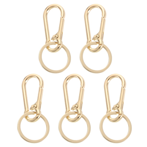 Llaveros de metal Uxcell, 5 piezas, clip de anillo de llavero, organizador de accesorios de llaves resistentes, dorado