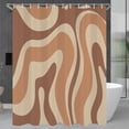 thumbnail image 3 of Cute Brown Shower Curtain, Aesthetic 72s Abstract Wavy Swirl Shower Curtain Set with Hooks, Retro Boho Funky Bathroom Accessories Fabric Bath Curtains 72x84 Inches, 3 of 6