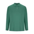 thumbnail image 4 of LNWUY Men's Long Sleeve Henley Shirts Cotton Button Spring Autumn Casual Turndown Collar Blouse Solid Color Soft Basic Tops Green XXXL, 4 of 5
