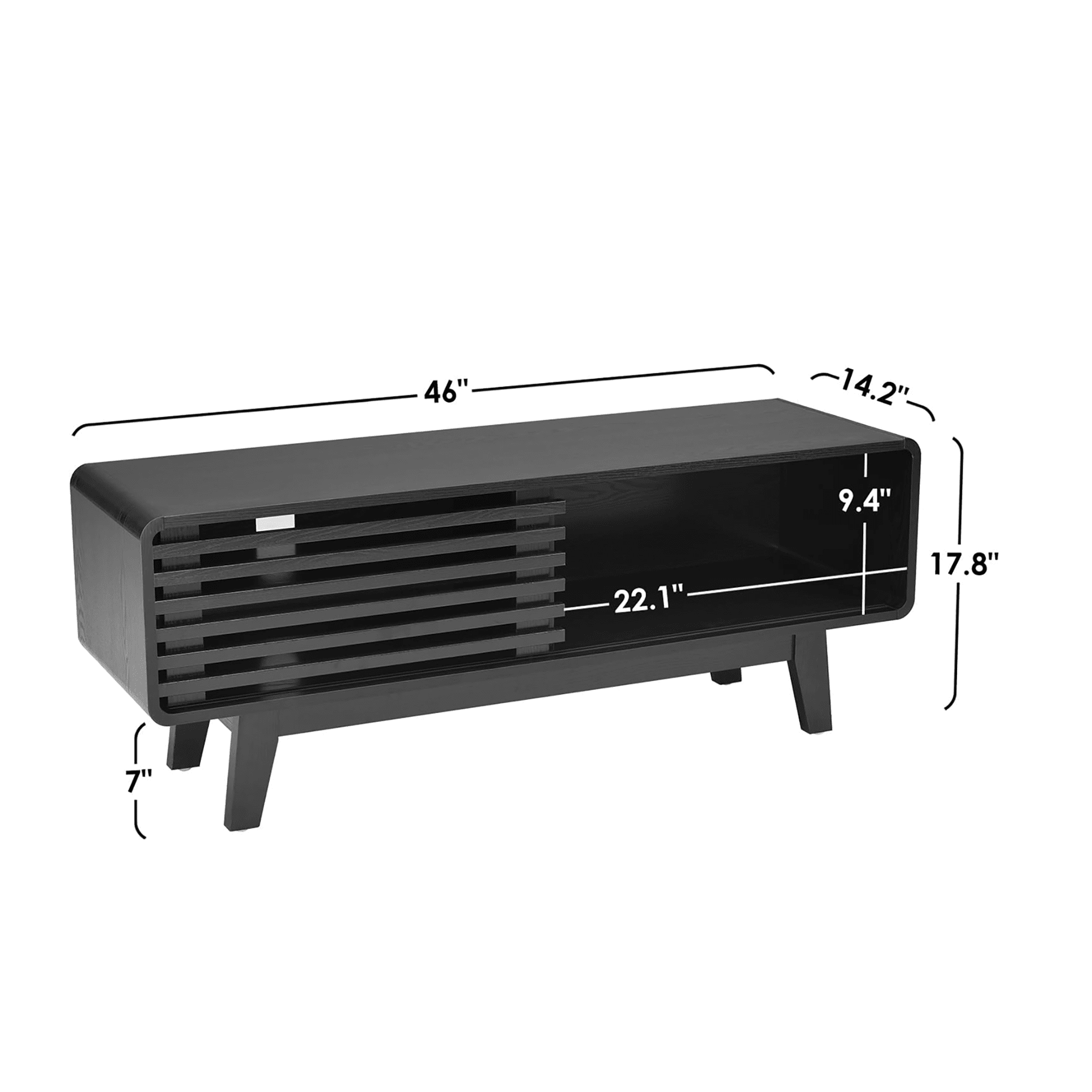 MAYEERTY Black Mid Century Modern TV Stand, 59" TV Console with Storage for Living Room & Apartments