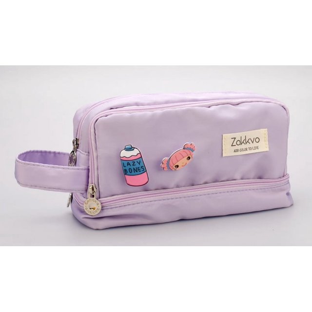 Estuche multifuncional de gran capacidad en color caramelo para lápices, bolsa de almacenamiento con broche de dibujos animados creativos para niñas, estuche de papelería para estudiantes