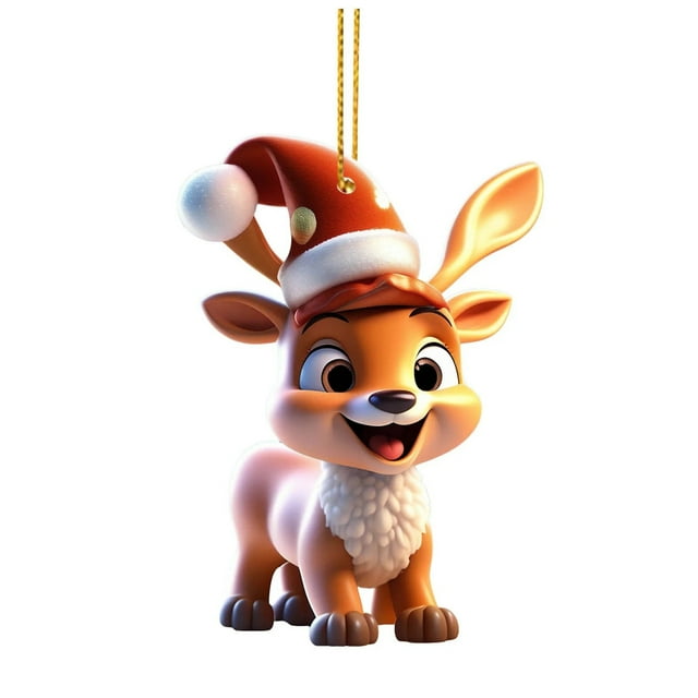 WLOELOEW Christmas 2D Hanging Ornament With Cartoon Design Tree Pendant For Holiday Decorations Version D Plastic Christmas Decor D