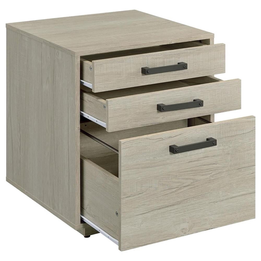 Pemberly Row 3-drawer Modern Wood Square File Cabinet in Whitewashed Gray