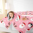 thumbnail image 4 of Manfei Cute Penguin Xmas Deer Queen Comforter Set for Children, Santa Claus Snowman Bedding Sets, Pink Merry Christmas Bedding Comforter Set, Microfiber Bedroom Decor, Reversible 3 Pieces, 4 of 8