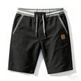 thumbnail image 3 of Lmueinov Knee Length Shorts for Men Lightweight Quick Dry Elastic Waist Drawstring Bermuda Casual Relaxed Fit Streetwear Shorts with Pockets, 3 of 4