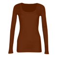 thumbnail image 4 of Qwertyu Women's Long Sleeve Shirts Stretch Square Neck Ribbed Slim Fitted Casual Basic Tops Tee Ginger 3XL, 4 of 7