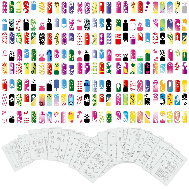 Custom Body Art Airbrush Nail Stencils - Design Series Set # 11 includes 20  Individual Nail Templates with 20 Designs 