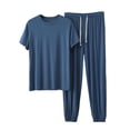 thumbnail image 2 of FNFYFH Men's Short Sleeve Top and Jogger Pant Sleep Pajama Set Soft Modal Cotton Pajamas Comfy Loungewear Sleepwear, 2 of 6