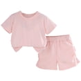 thumbnail image 1 of vigerkar Ensemble de Pyjama 2 Pcs Pjs Coton Tenue de Nuit d'Été Manches Courtes Haut avec Bas (Rose, 2-3 Ans), 1 of 6
