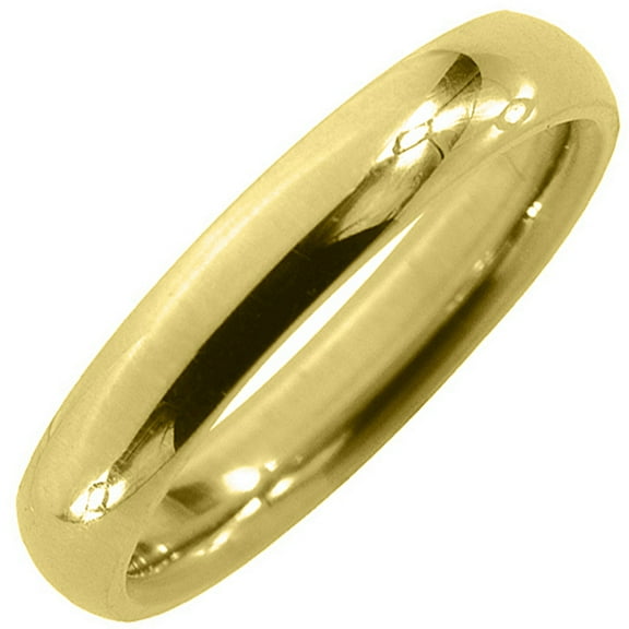 14K Yellow Gold Mens Wedding Band 4mm High Gloss Comfort Fit