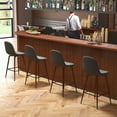 thumbnail image 2 of Homy Casa 26" Swivel Counter Height Bar Stools, Set of 2, Grey Fabric, Wood-Look Legs, 2 of 8